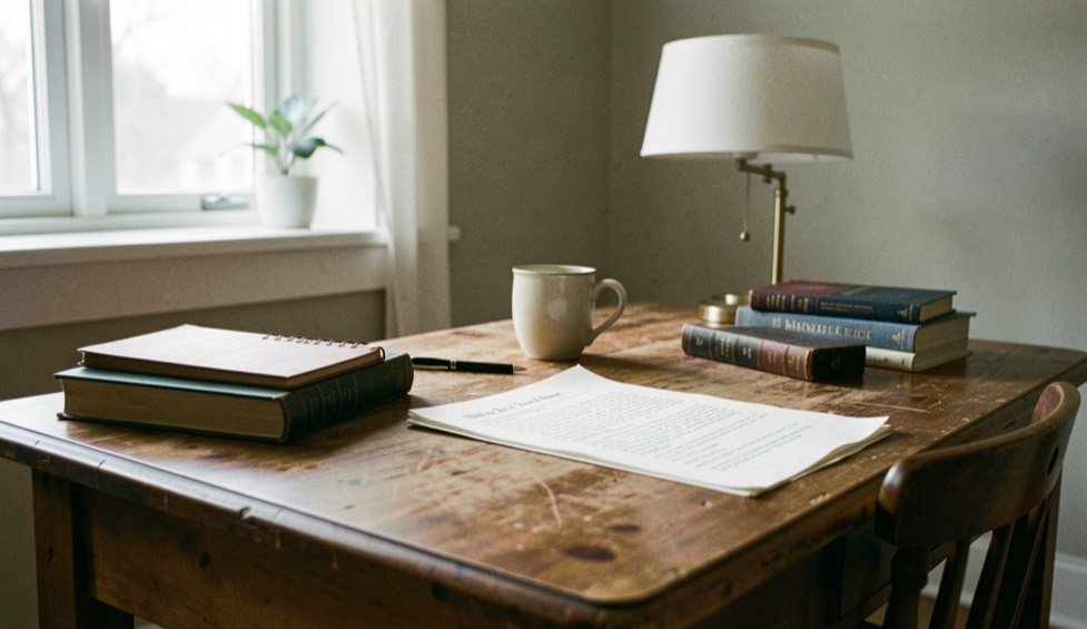 An editorial field-note scene for What to Do if Your House Feels Haunted with ordinary objects, soft light, and no staged evidence